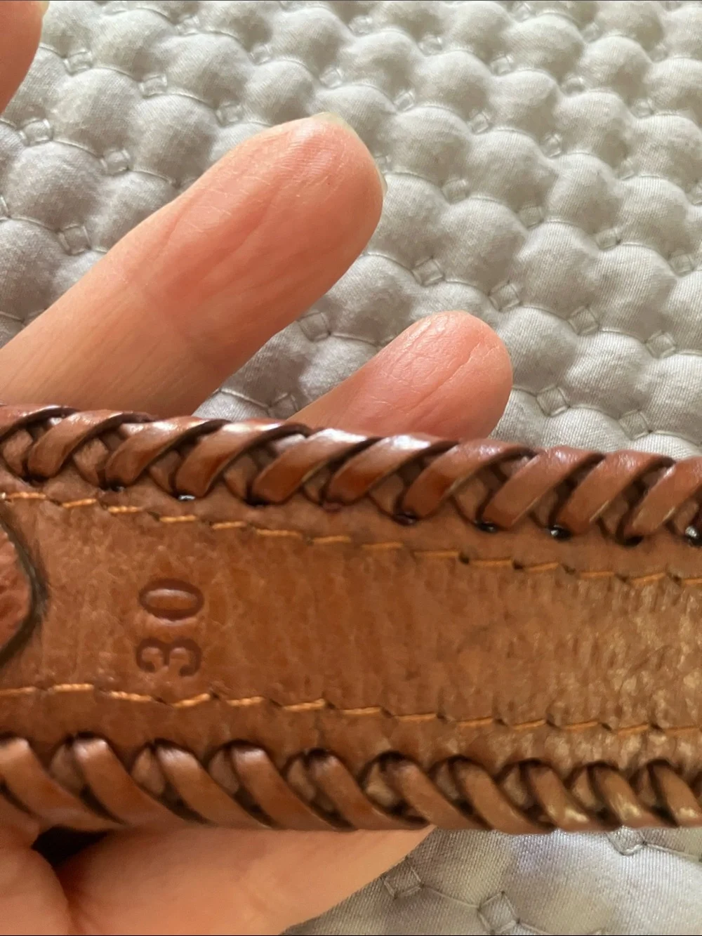 Brown Leather Beaded Men’s Belt with Silver Buckle